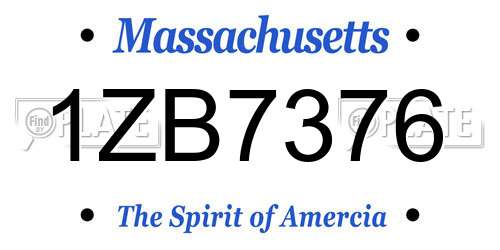 1ZB7376 Massachusetts License Plate