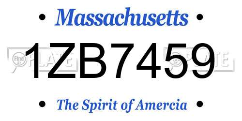 1ZB7459 Massachusetts License Plate