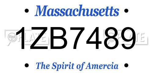 1ZB7489 Massachusetts License Plate