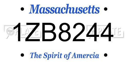 1ZB8244 Massachusetts License Plate