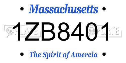 1ZB8401 Massachusetts License Plate