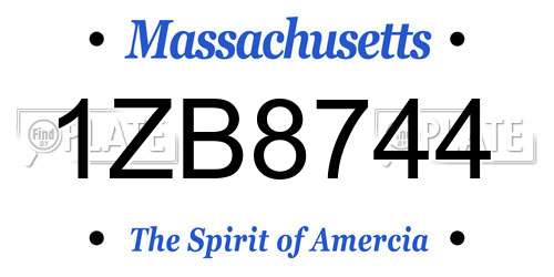 1ZB8744 Massachusetts License Plate