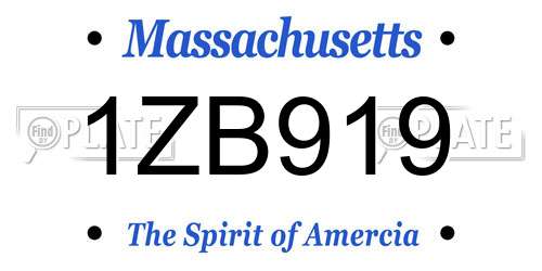 1ZB919 Massachusetts License Plate