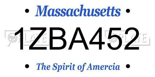 1ZBA452 Massachusetts License Plate