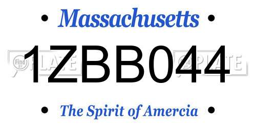 1ZBB044 Massachusetts License Plate