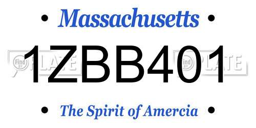 1ZBB401 Massachusetts License Plate