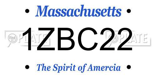 1ZBC22 Massachusetts License Plate