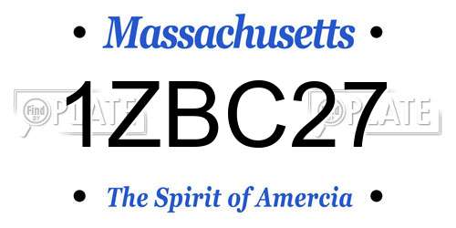 1ZBC27 Massachusetts License Plate