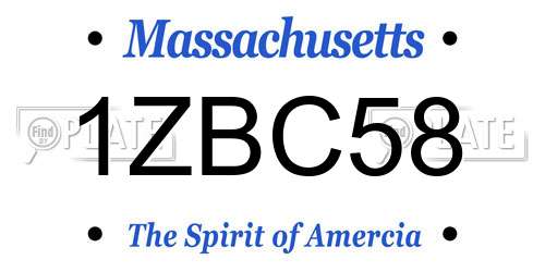 1ZBC58 Massachusetts License Plate