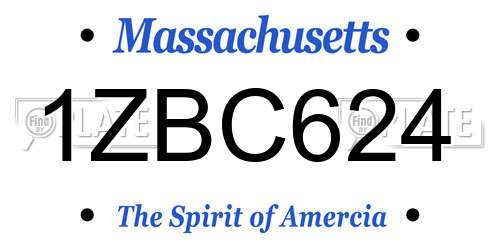 1ZBC624 Massachusetts License Plate