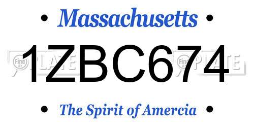 1ZBC674 Massachusetts License Plate