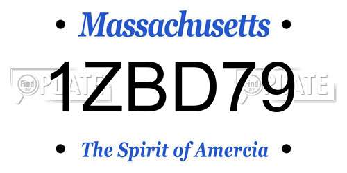 1ZBD79 Massachusetts License Plate
