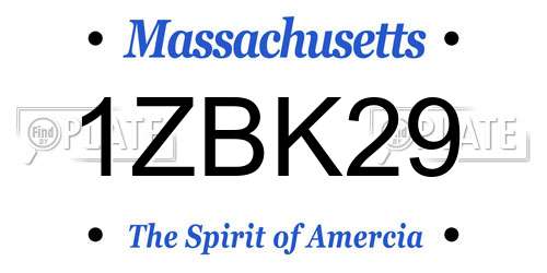 1ZBK29 Massachusetts License Plate