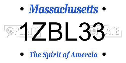 1ZBL33 Massachusetts License Plate