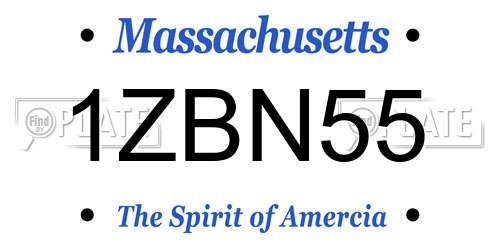 1ZBN55 Massachusetts License Plate