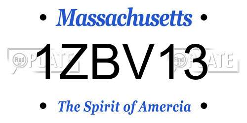 1ZBV13 Massachusetts License Plate