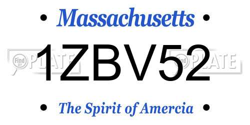 1ZBV52 Massachusetts License Plate