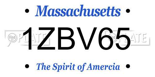 1ZBV65 Massachusetts License Plate