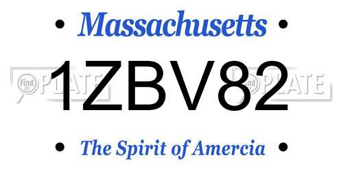 1ZBV82 Massachusetts License Plate