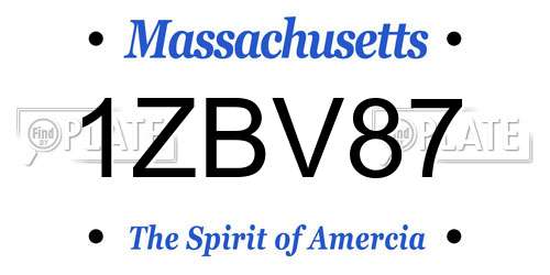 1ZBV87 Massachusetts License Plate