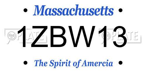 1ZBW13 Massachusetts License Plate