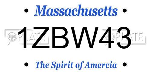 1ZBW43 Massachusetts License Plate
