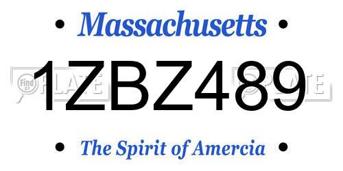 1ZBZ489 Massachusetts License Plate