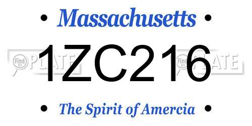 1ZC216 Massachusetts License Plate