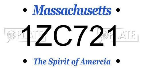 1ZC721 Massachusetts License Plate