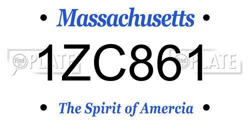 1ZC861 Massachusetts License Plate