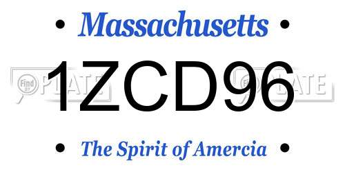 1ZCD96 Massachusetts License Plate