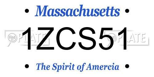 1ZCS51 Massachusetts License Plate