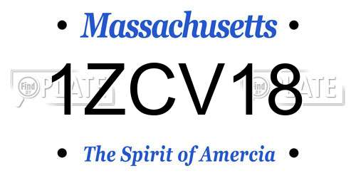 1ZCV18 Massachusetts License Plate