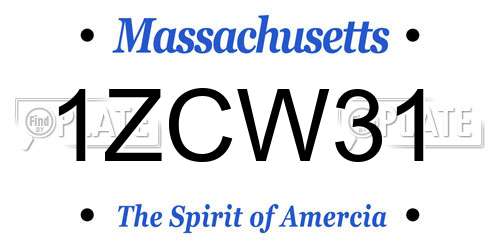 1ZCW31 Massachusetts License Plate