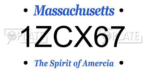 1ZCX67 Massachusetts License Plate