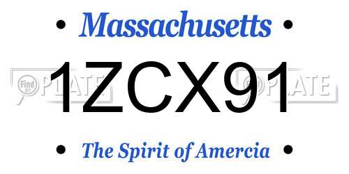 1ZCX91 Massachusetts License Plate