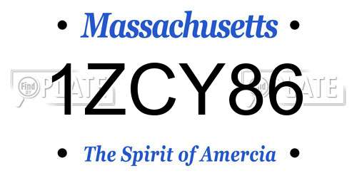 1ZCY86 Massachusetts License Plate