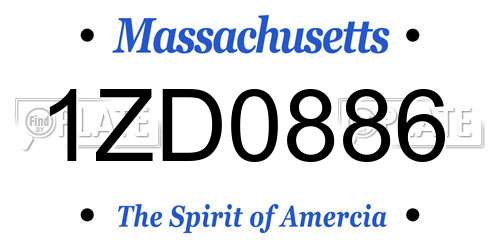1ZD0886 Massachusetts License Plate