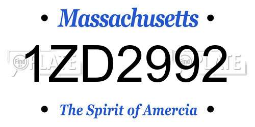 1ZD2992 Massachusetts License Plate