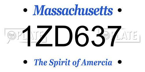 1ZD637 Massachusetts License Plate