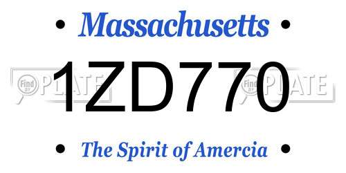 1ZD770 Massachusetts License Plate