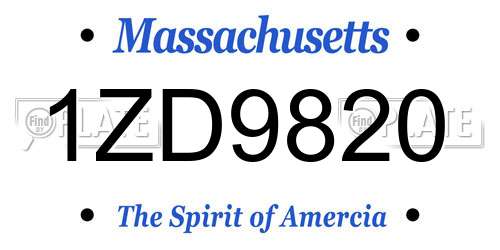 1ZD9820 Massachusetts License Plate