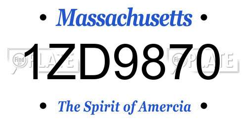 1ZD9870 Massachusetts License Plate