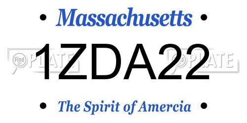 1ZDA22 Massachusetts License Plate