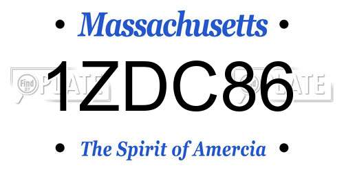 1ZDC86 Massachusetts License Plate