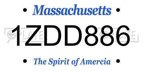 1ZDD886 Massachusetts License Plate