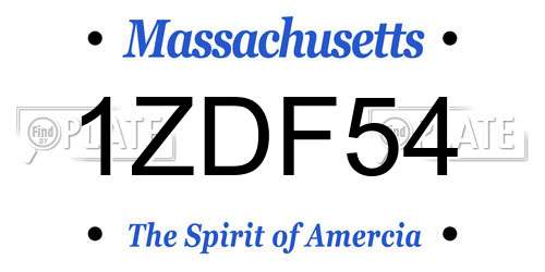 1ZDF54 Massachusetts License Plate