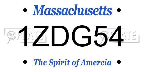 1ZDG54 Massachusetts License Plate