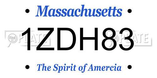 1ZDH83 Massachusetts License Plate