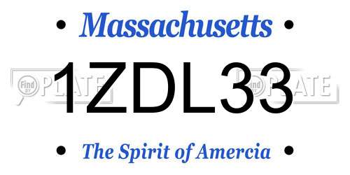 1ZDL33 Massachusetts License Plate